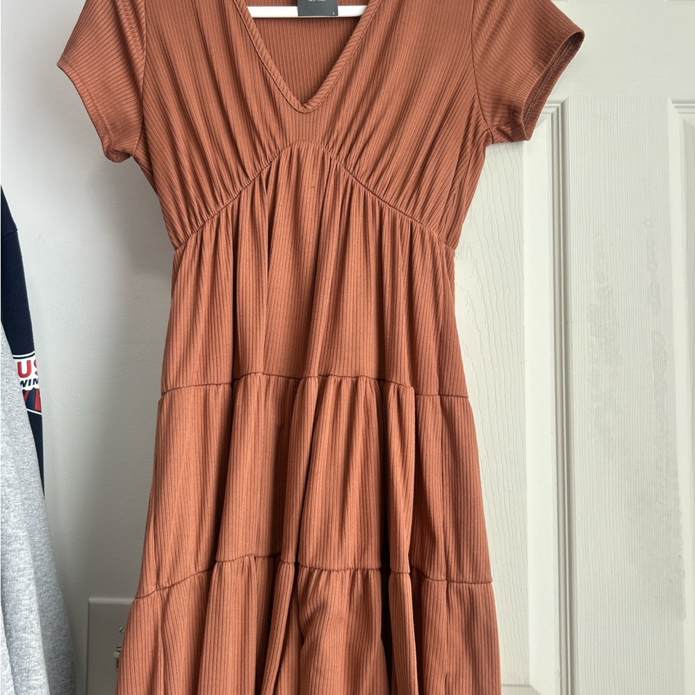 Rust Orange Tiered Dress